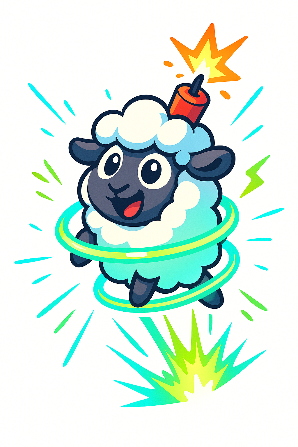 Official Crazy Cattle 3D logo badge featuring an explosive sheep